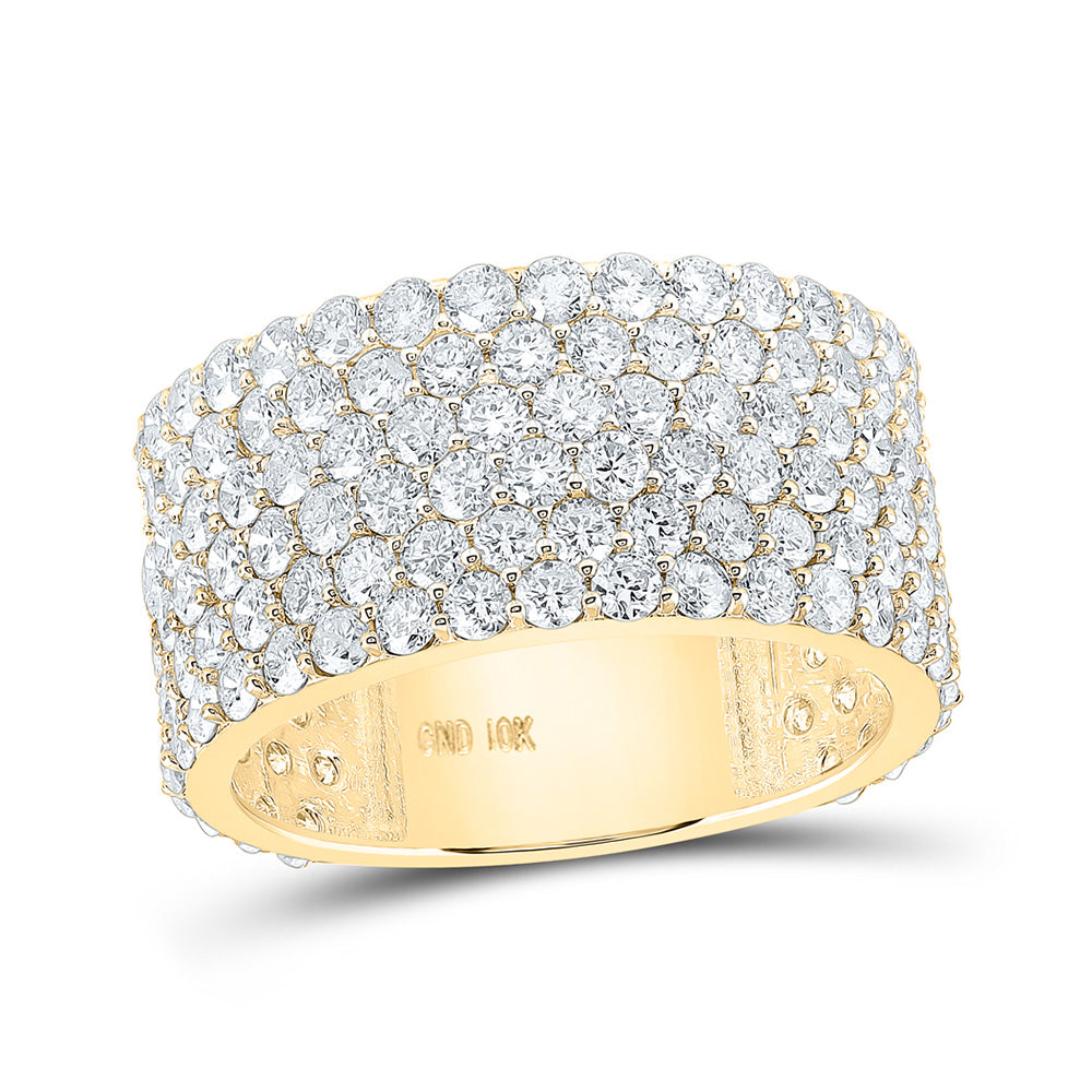 10kt Yellow Gold Mens Round Diamond 6-Row Pave Band Ring 6-1/2 Cttw