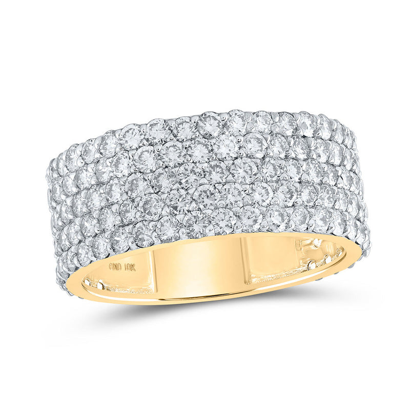 10kt Yellow Gold Mens Round Diamond 5-Row Pave Band Ring 4-3/8 Cttw