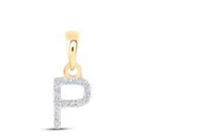 0.03CTW-DIA NICOLE INITIAL "P" PENDANT 10K