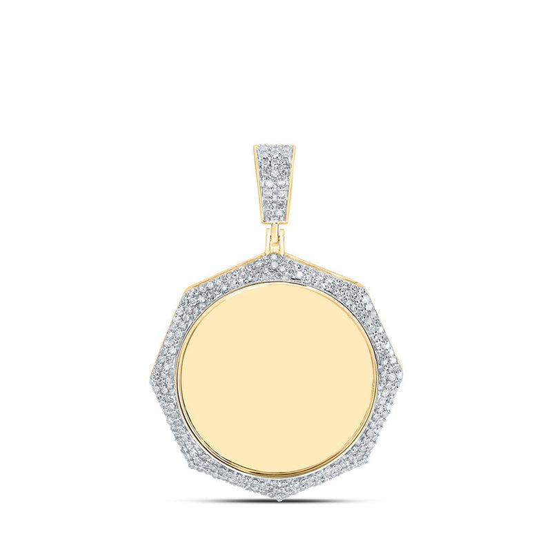 10kt Yellow Gold Mens Round Diamond Memory Circle Charm Pendant 1-1/5 Cttw