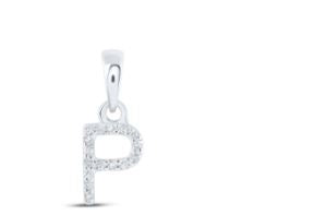 0.03CTW-DIA NICOLE INITIAL "P" PENDANT 10K