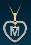 10k Genuine Diamond Heart Cut Out Letters Initials A-Z