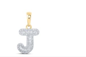 1/3CTW-DIA INITIAL "J" PENDANT 10K