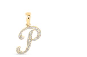 1/8CTW-DIA NICOLE INITIAL "P" PENDANT 10K