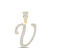 7/8CTW-DIA NICOLE INITIAL "V" PENDANT 10K