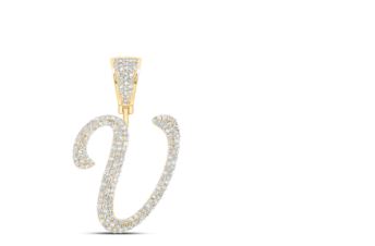 7/8CTW-DIA NICOLE INITIAL "V" PENDANT 10K