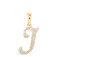 1/8CTW-DIA NICOLE INITIAL "J" PENDANT 10K