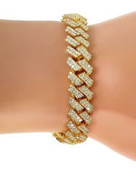 14kt 2 Row Prong Set Diamond Cuban Bracelet 13ct