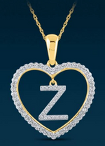 10k Genuine Diamond Heart Cut Out Letters Initials A-Z