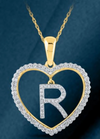 10k Genuine Diamond Heart Cut Out Letters Initials A-Z