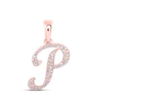 1/8CTW-DIA NICOLE INITIAL "P" PENDANT 10K