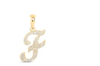 1/8CTW-DIA NICOLE INITIAL "F" PENDANT 10K