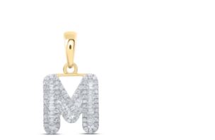 3/8CTW-DIA INITIAL "M" PENDANT 10K