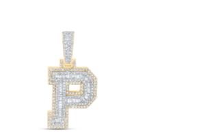 5/8CTW-DIA NICOLE INITIAL "P" PENDANT 10K