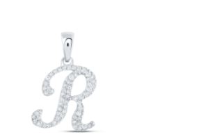 1/6 CTW-DIA NICOLE INITIAL "R" PENDANT 10K