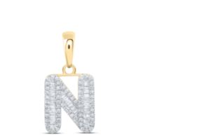 1/3CTW-DIA INITIAL "N" PENDANT 10K