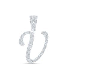 7/8CTW-DIA NICOLE INITIAL "V" PENDANT 10K