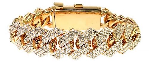 14kt 3 Row Prong Set Diamond Cuban Bracelet 20 CTW