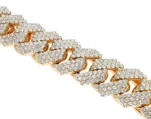 14kt 3 Row Prong Set Diamond Cuban Bracelet 20 CTW