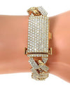 14kt 3 Row Prong Set Diamond Cuban Bracelet 20 CTW