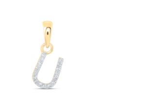 0.03CTW-DIA NICOLE INITIAL "U" PENDANT 10K