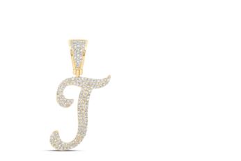 3/4CTW-DIA NICOLE INITIAL "T" PENDANT 10K