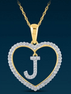 10k Genuine Diamond Heart Cut Out Letters Initials A-Z