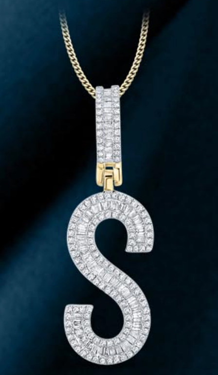 10k Genuine Diamond Baguette Letters Initials A-Z