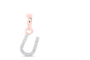 0.03CTW-DIA NICOLE INITIAL "U" PENDANT 10K