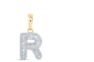 1/3 CTW-DIA INITIAL "R" PENDANT 10K