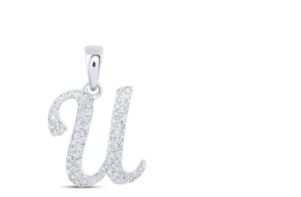 1/6CTW-DIA NICOLE INITIAL "U" PENDANT 10K