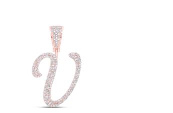 7/8CTW-DIA NICOLE INITIAL "V" PENDANT 10K