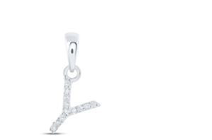 0.03CTW-DIA NICOLE INITIAL "Y" PENDANT 10K