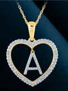 10k Genuine Diamond Heart Cut Out Letters Initials A-Z