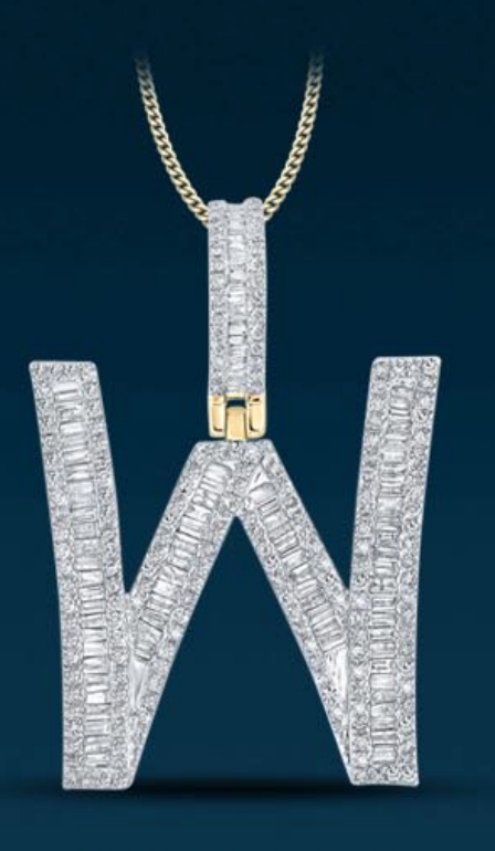 10k Genuine Diamond Baguette Letters Initials A-Z