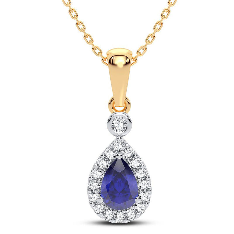 14K 0.10CT Diamond Sapphire Pendant