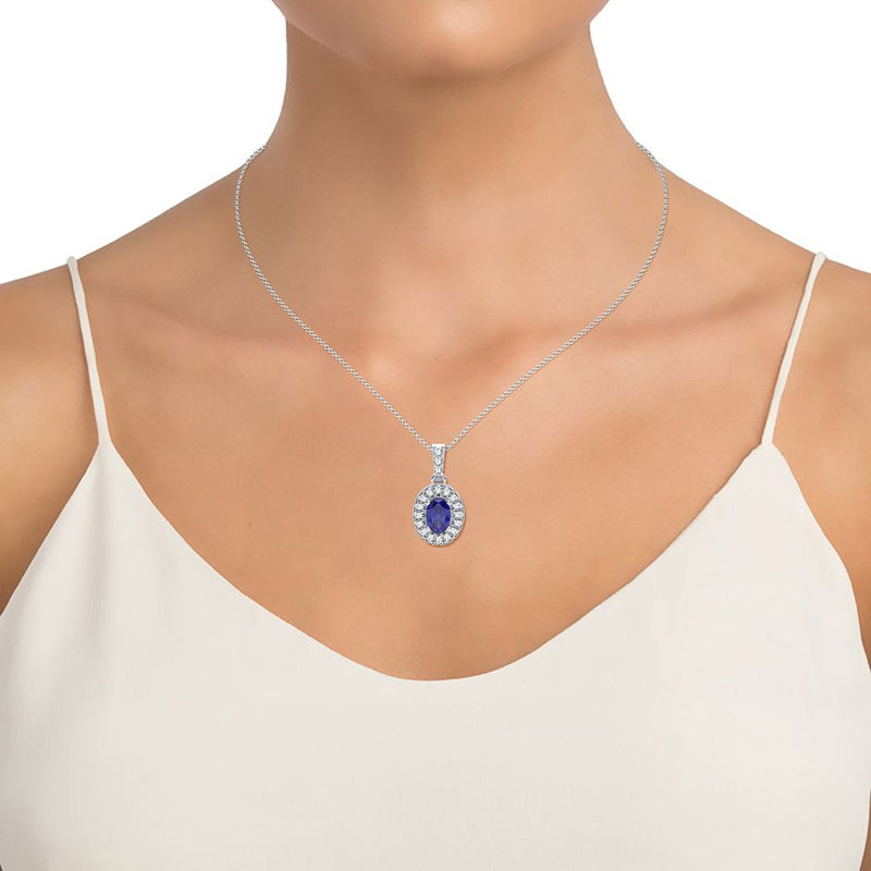 14K 0.35CT Diamond Sapphire Pendant