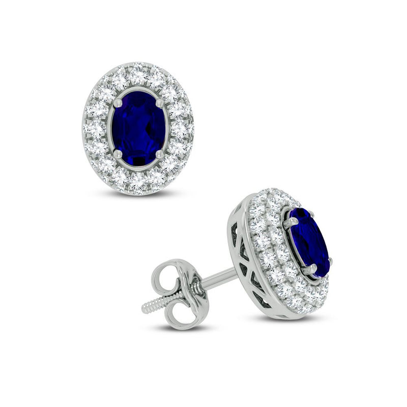 14K 0.57CT DIAMOND SAPPHIRE EARRING