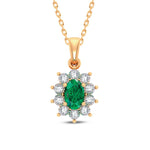 10K 0.05ct Diamond Emerald Pendant