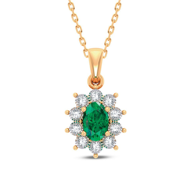 10K 0.05ct Diamond Emerald Pendant