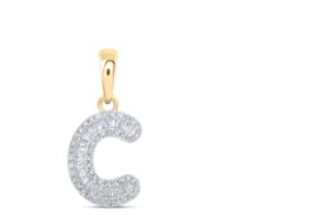 1/4CTW-DIA INITIAL "C" PENDANT 10K