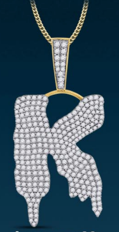 10k Genuine Diamond Drip Letters Initials A-Z