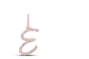 1/8CTW-DIA NICOLE INITIAL "E" PENDANT 10K