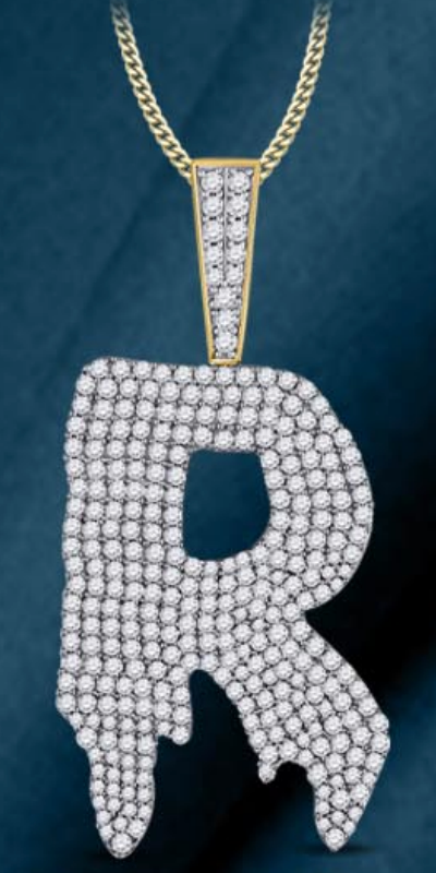 10k Genuine Diamond Drip Letters Initials A-Z