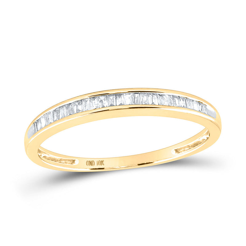 10kt Yellow Gold Womens Baguette Diamond Wedding Anniversary Band 1/6 Cttw