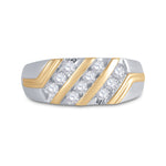 10kt Two-tone Gold Mens Round Diamond Wedding Band Ring 1/2 Cttw