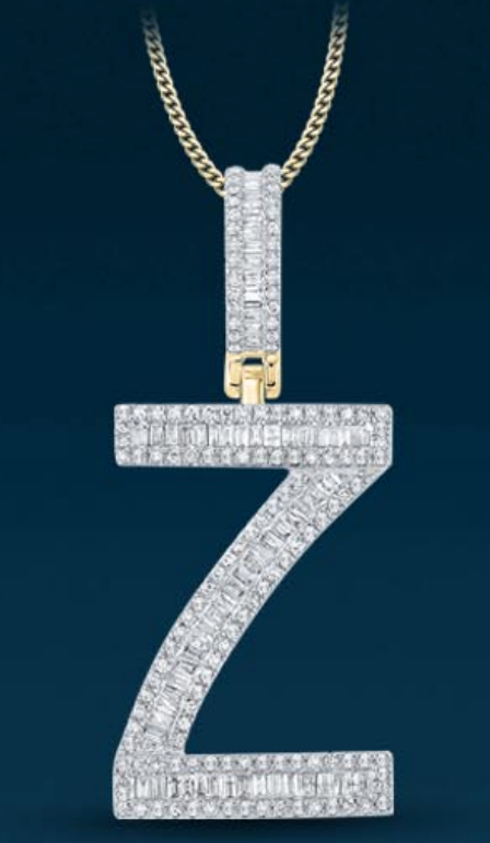 10k Genuine Diamond Baguette Letters Initials A-Z