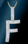 10k Genuine Diamond Baguette Letters Initials A-Z