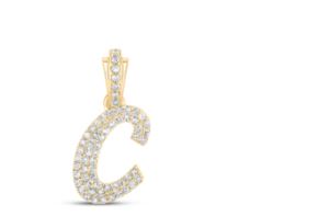 1/4CTW-DIA NICOLE INITIAL "C" PENDANT 10K