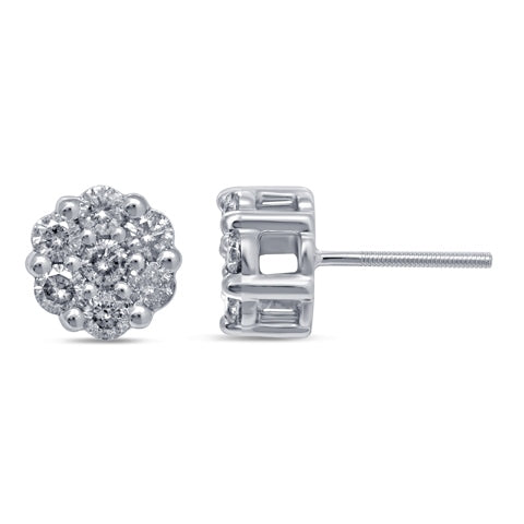 10K 0.98-1.10CT D-FLOWER EARRINGS